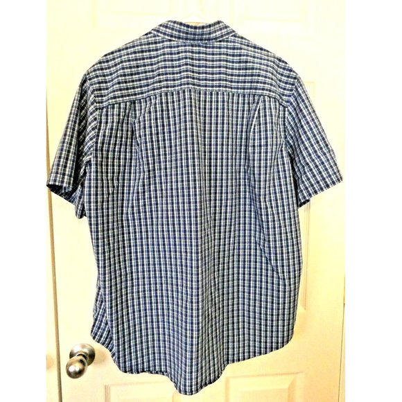 Blue Plaid Shirt Western Cowboy Buttons Short Sleeve George 2XL - Picture 2 of 5